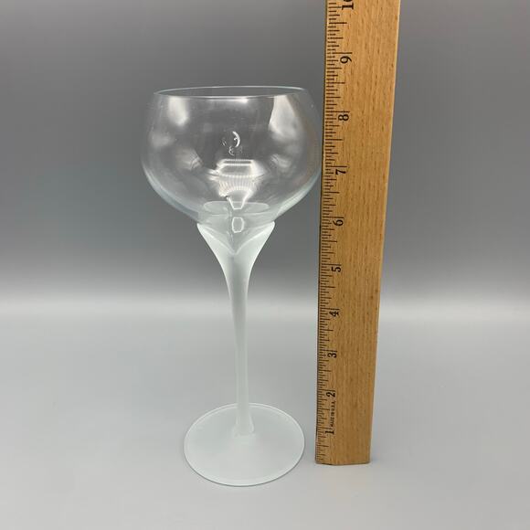 Colony Amaryllis Wine Goblet Satin Frosted Stem Clear 8 1/4" Replacement Vintage - Picture 5 of 6